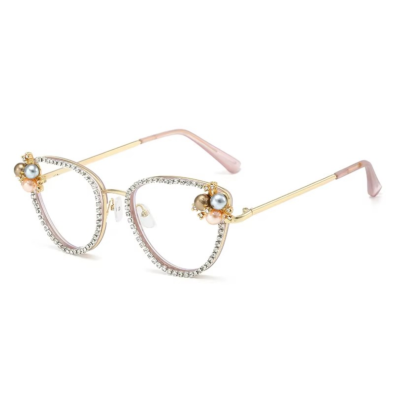 Newest Cat Eye Anti Blue Light Luxury Diamond Glasses Wholesale Manufactures Blue Light Glasses Lens A&S Collection