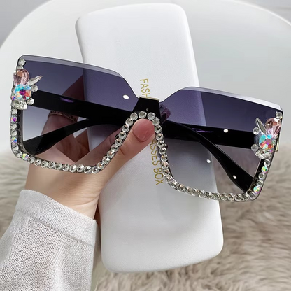 New Arrival Square Rimless With Diamond Designer Ladies Luxury Custom Logo Fashion Women Sunglasses A&S Collection