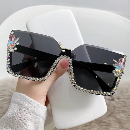 New Arrival Square Rimless With Diamond Designer Ladies Luxury Custom Logo Fashion Women Sunglasses A&S Collection