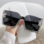 New Arrival Square Rimless With Diamond Designer Ladies Luxury Custom Logo Fashion Women Sunglasses A&S Collection