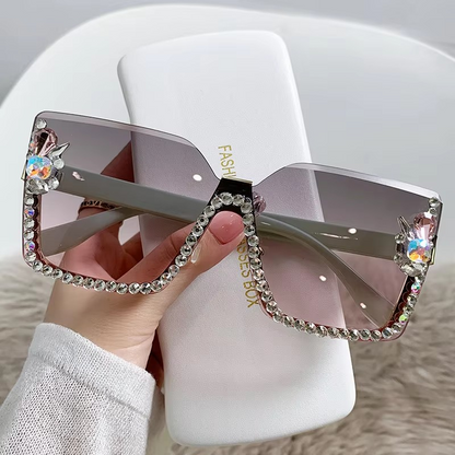 New Arrival Square Rimless With Diamond Designer Ladies Luxury Custom Logo Fashion Women Sunglasses A&S Collection