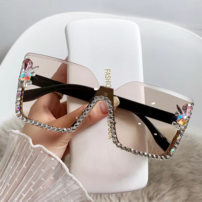 New Arrival Square Rimless With Diamond Designer Ladies Luxury Custom Logo Fashion Women Sunglasses A&S Collection