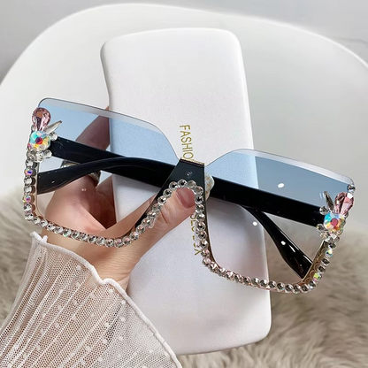 New Arrival Square Rimless With Diamond Designer Ladies Luxury Custom Logo Fashion Women Sunglasses A&S Collection