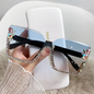 New Arrival Square Rimless With Diamond Designer Ladies Luxury Custom Logo Fashion Women Sunglasses A&S Collection