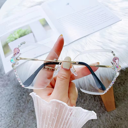 Lunette De Soleil Luxury Rhinestone Sun Glasses Female Shades Cutting Lens Rimless Sunglasses A&S Collection