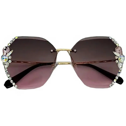 Lunette De Soleil Luxury Rhinestone Sun Glasses Female Shades Cutting Lens Rimless Sunglasses A&S Collection