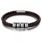 Personalized Mens Braided Genuine Leather Bracelet Stainless Steel Custom Beads Name Charm Bracelet For Men With Family Names A&S Collection