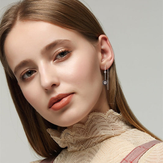 Light Luxury Long Copper Plated Zircon Earrings A&S Collection