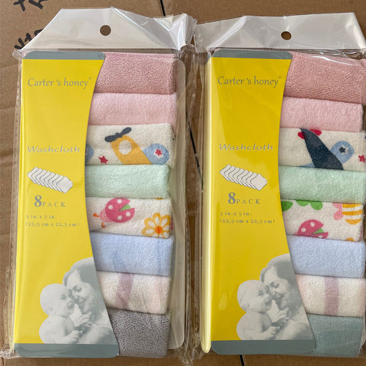 Cross-border small square towel baby drool towel small towel baby small handkerchief feeding towel 8 strips pack A&S Collection