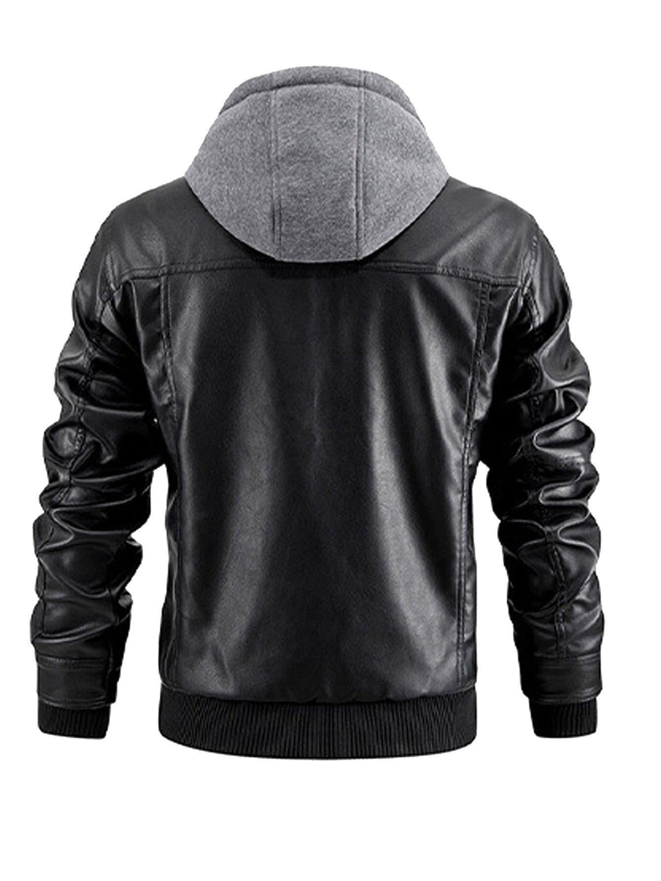 Men's Faux Leather Jacket Motorcycle Jacket Waterproof Windproof PU Moto Vintage Bomber Hoodie With Removable Hood A&S Collection