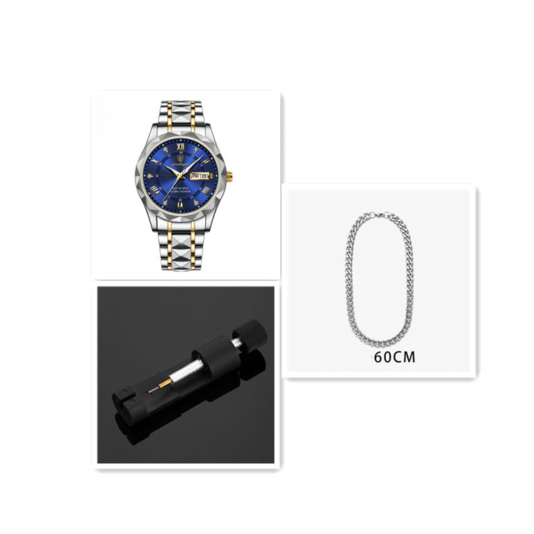 Men's Waterproof Double Calendar Luminous Quartz Watch A&S Collection