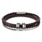Personalized Mens Braided Genuine Leather Bracelet Stainless Steel Custom Beads Name Charm Bracelet For Men With Family Names A&S Collection