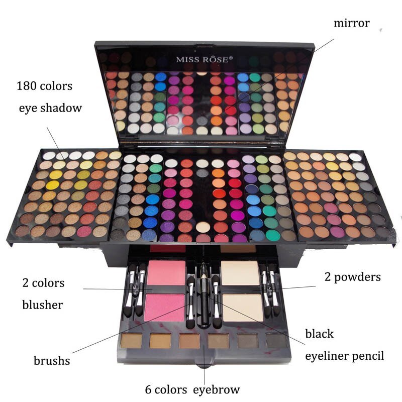 180 Colors Eyes Shadow Blush Set Personalized Piano-shaped Makeup Palette Box A&S Collection