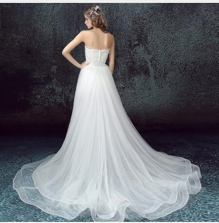 Sexy Detachable Skirt Mermaid Tulle Lace Appliques Short Wedding Dress New Wedding Dresses A&S Collection