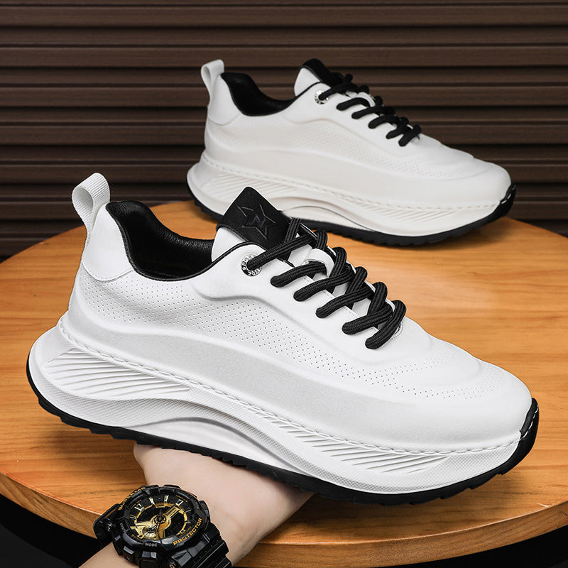 Trendy Thick-Soled Men's Sneakers: Breathable Lace-Up Dad Shoes for Casual Comfort A&S Collection