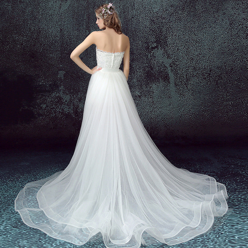 Sexy Detachable Skirt Mermaid Tulle Lace Appliques Short Wedding Dress New Wedding Dresses A&S Collection