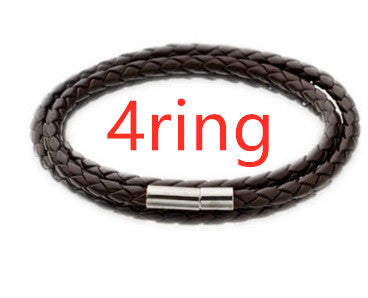 Personalized Mens Braided Genuine Leather Bracelet Stainless Steel Custom Beads Name Charm Bracelet For Men With Family Names A&S Collection
