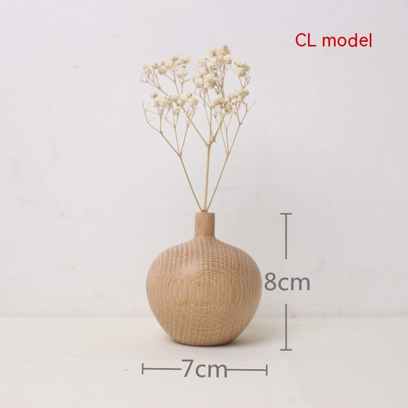 Japanese Style Groceries Solid Wood Dried Flowers And Flowerpot Wooden Craftwork Ins Vase A&S Collection