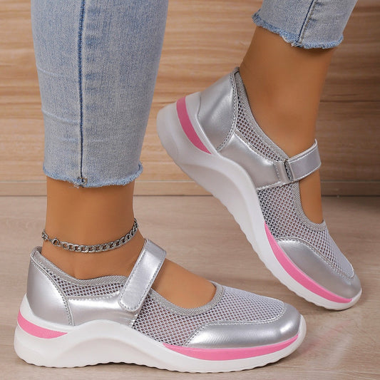 Women's Casual Thick Bottom Breathable Velcro Women's Mesh Surface Shoes A&S Collection