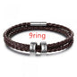 Personalized Mens Braided Genuine Leather Bracelet Stainless Steel Custom Beads Name Charm Bracelet For Men With Family Names A&S Collection