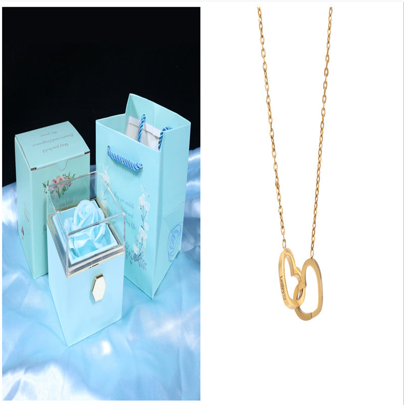 Rotating Soap Flower Rose Gift Box Creative Rotating Rose Jewelry Packaging Box Valentine's Day Gift For Women A&S Collection