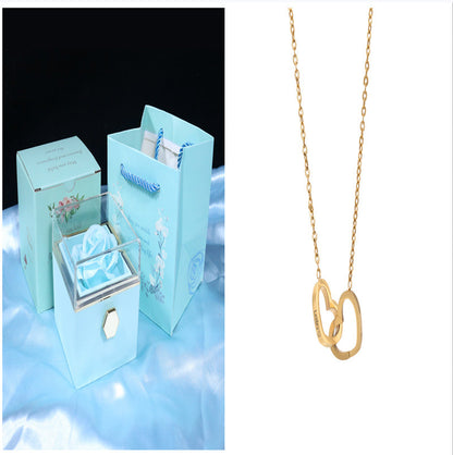 Rotating Soap Flower Rose Gift Box Creative Rotating Rose Jewelry Packaging Box Valentine's Day Gift For Women A&S Collection