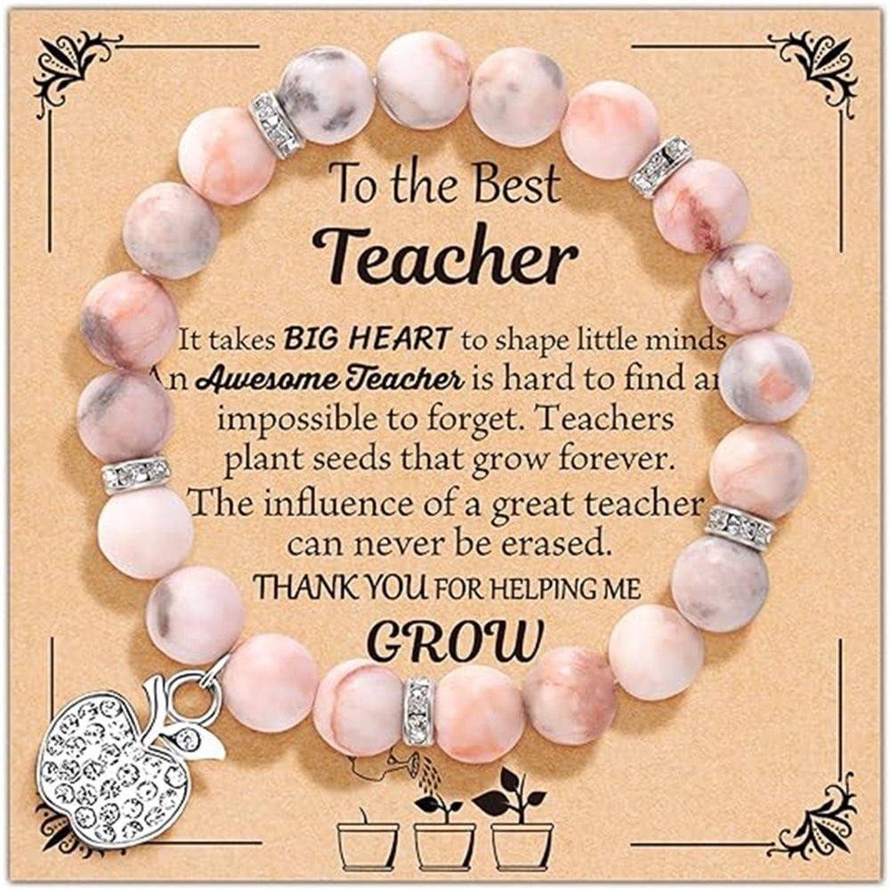 Natural Stone Pink-Red Zebra Tree of Life Bracelet - Perfect Gift for Big & Little Sisters, Girls, and Boys CJ