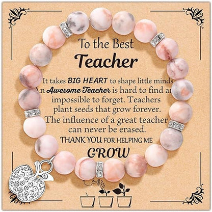 Natural Stone Pink-Red Zebra Tree of Life Bracelet - Perfect Gift for Big & Little Sisters, Girls, and Boys CJ
