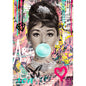 Popular Street Graffiti Art: Audrey Hepburn and Monroe Blowing Balloons on Painted Canvas - A Chic and Artistic Decorative Piece A&S Collection