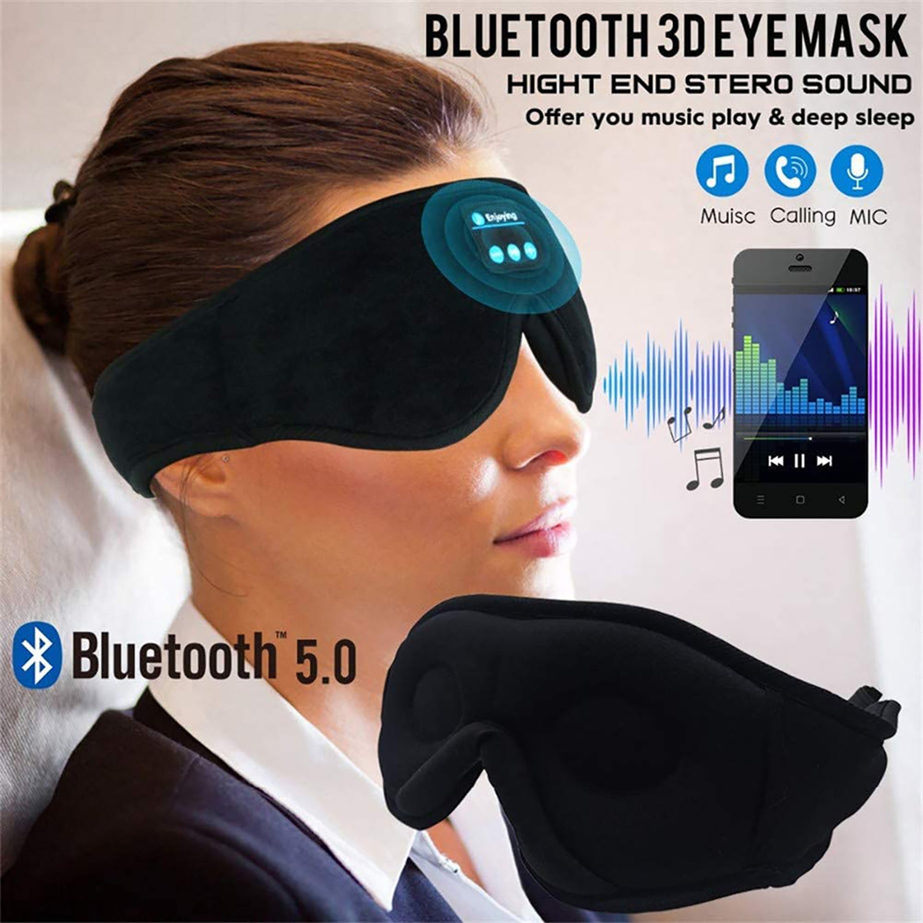 Wireless Call Stereo Music Blackout Sleep Eye Mask A&S Collection