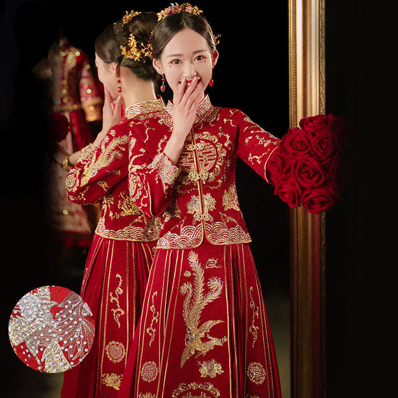 Bridal Slimming Toast Dress Plus Size Chinese Wedding Dress Formal Attire  Horse Face Skirt A&S Collection