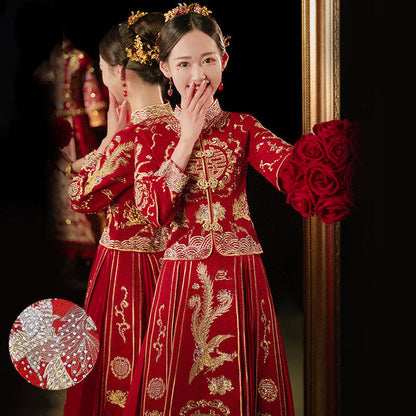 Bridal Slimming Toast Dress Plus Size Chinese Wedding Dress Formal Attire  Horse Face Skirt A&S Collection