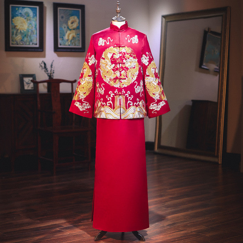 Bridal Slimming Toast Dress Plus Size Chinese Wedding Dress Formal Attire  Horse Face Skirt A&S Collection