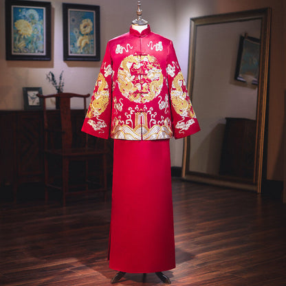 Bridal Slimming Toast Dress Plus Size Chinese Wedding Dress Formal Attire  Horse Face Skirt A&S Collection