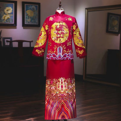 Bridal Slimming Toast Dress Plus Size Chinese Wedding Dress Formal Attire  Horse Face Skirt A&S Collection