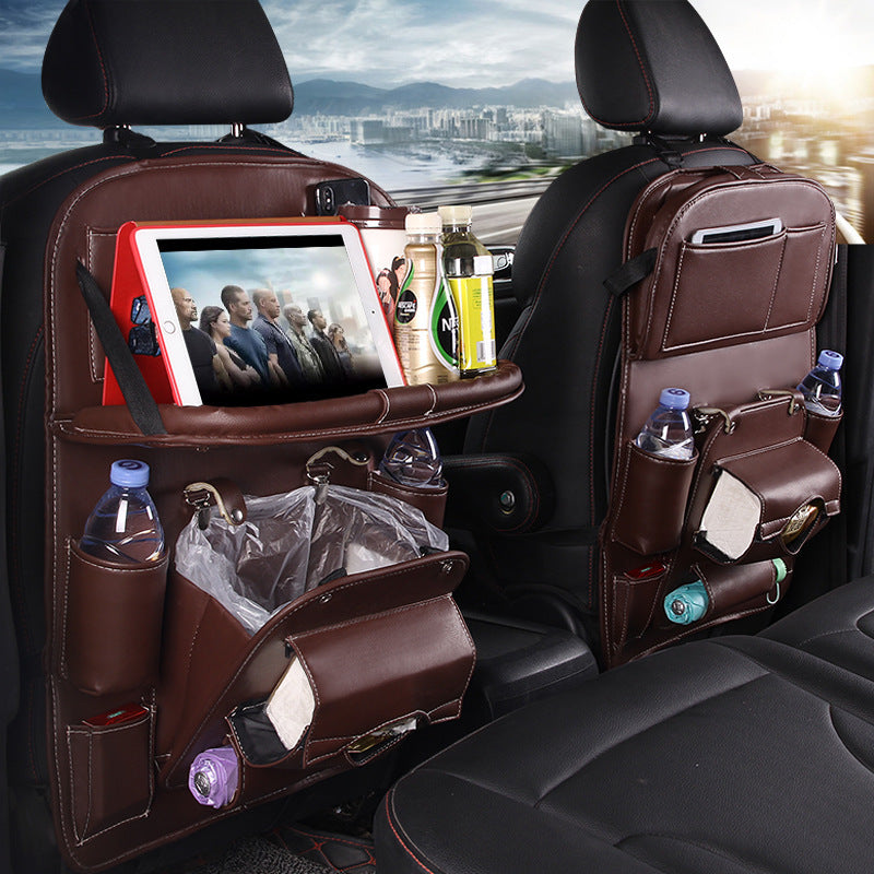 PU Leather Car Storage Bag Multifunction Seat Back Tray Hanging Bag Waterproof Car Organizer Automotive Interior Accessories A&S Collection