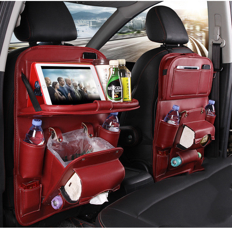 PU Leather Car Storage Bag Multifunction Seat Back Tray Hanging Bag Waterproof Car Organizer Automotive Interior Accessories A&S Collection