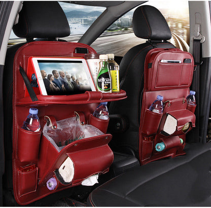 PU Leather Car Storage Bag Multifunction Seat Back Tray Hanging Bag Waterproof Car Organizer Automotive Interior Accessories A&S Collection