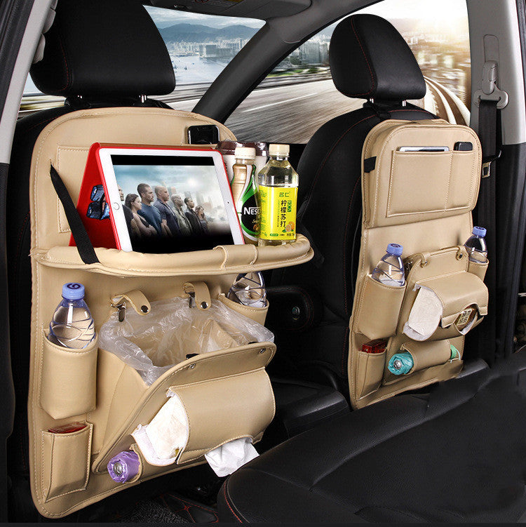 PU Leather Car Storage Bag Multifunction Seat Back Tray Hanging Bag Waterproof Car Organizer Automotive Interior Accessories A&S Collection