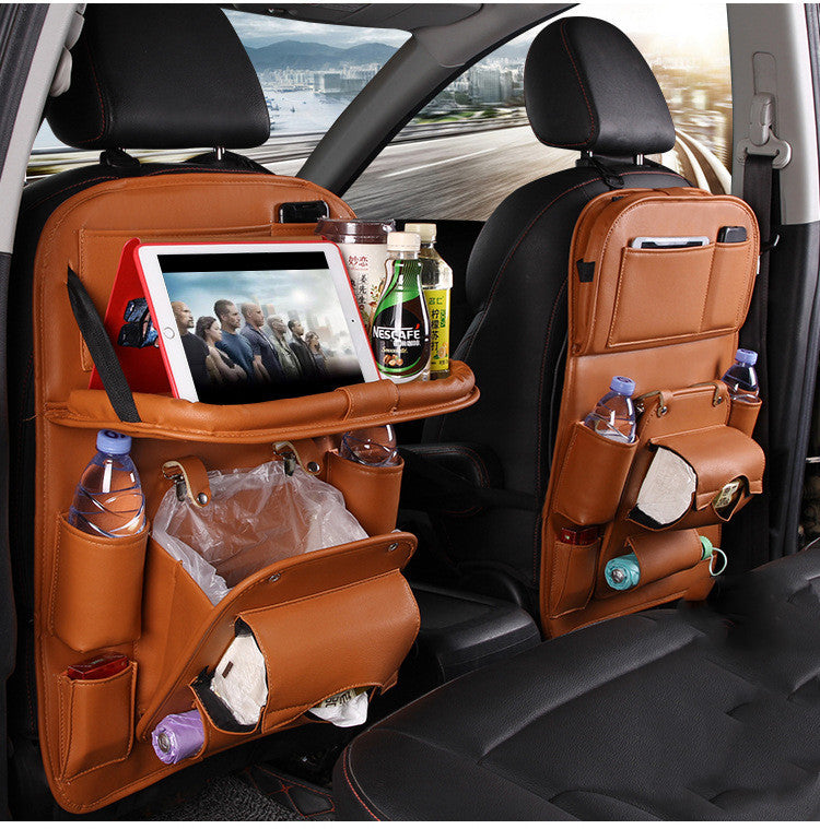 PU Leather Car Storage Bag Multifunction Seat Back Tray Hanging Bag Waterproof Car Organizer Automotive Interior Accessories A&S Collection
