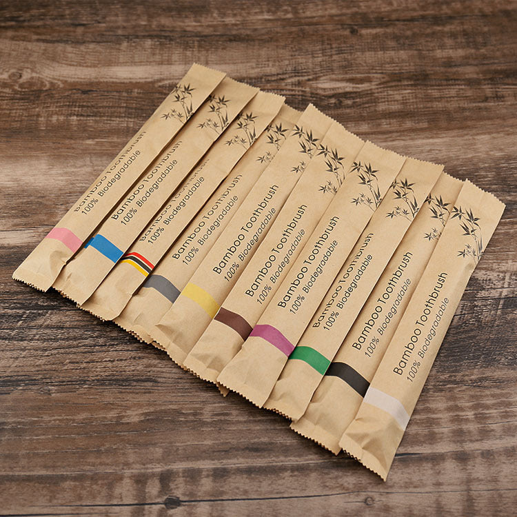 Flat Bamboo Toothbrush Kraft Paper Bag Toothbrush A&S Collection