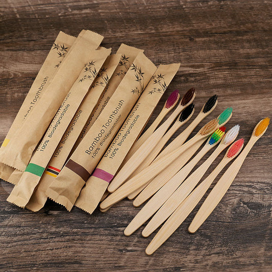 Flat Bamboo Toothbrush Kraft Paper Bag Toothbrush A&S Collection