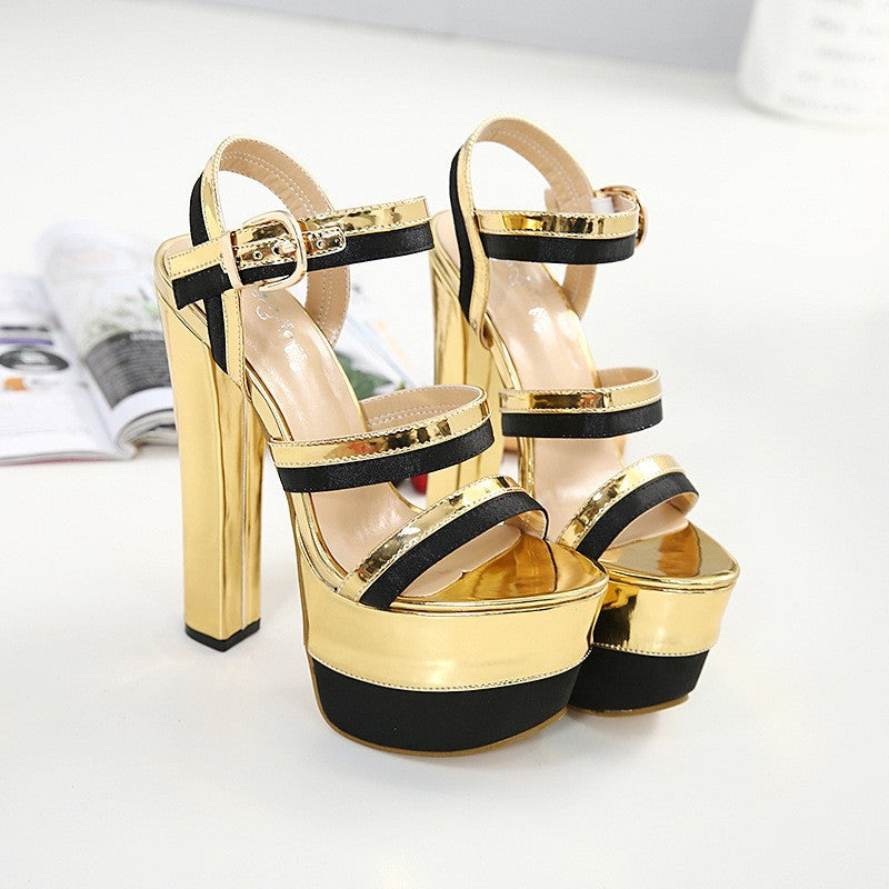 Shine on Stage: Golden Super High Heels for Show-Stopping Elegance CJNS1111657