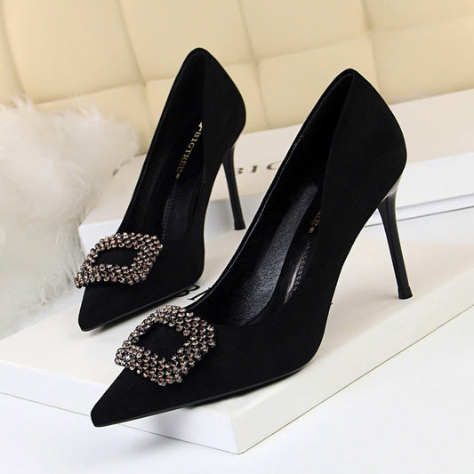 Shine Bright: Elegant Pointed Rhinestone High Heels for Every Occasion CJ