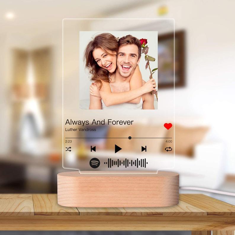 Customizable Photo Music Album Cover Night Light Carved Name Song Photo Frame A&S Collection
