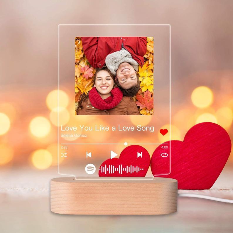 Customizable Photo Music Album Cover Night Light Carved Name Song Photo Frame A&S Collection