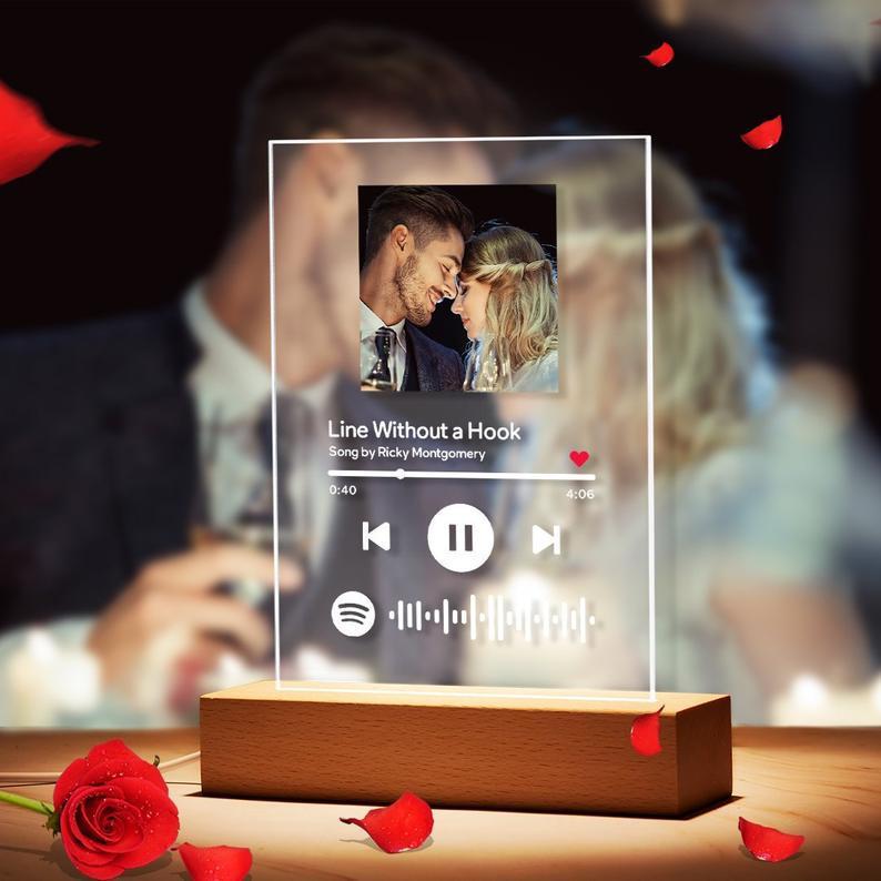 Customizable Photo Music Album Cover Night Light Carved Name Song Photo Frame A&S Collection