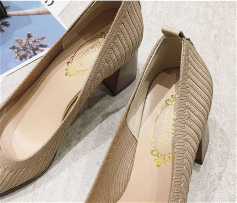 Pointed Shoes Light Temperature Shoes High Heels Thick Heels CJNS1134683