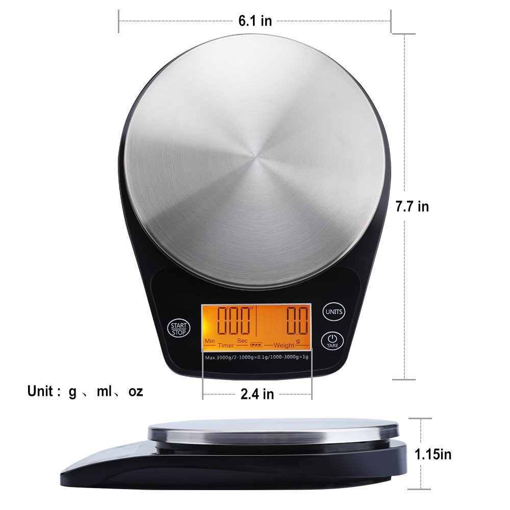 Multifunction LCD Digital Coffee Scale - Precision Hand Drip & Kitchen Food Scale with Timer CJ