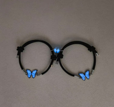 Glow-in-the-Dark Luminous Butterfly Jewelry Set: Stunning Blue Necklace and Bracelet Combo – Perfect Clavicle Chain Choker for Women’s Parties and Gifts" CJ